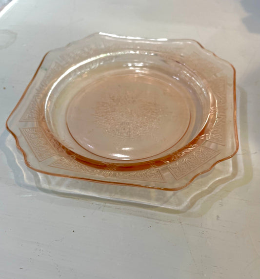 Pink Princess Anchor Hocking Glass Depression Era-- Bread and Butter/Dessert Plate