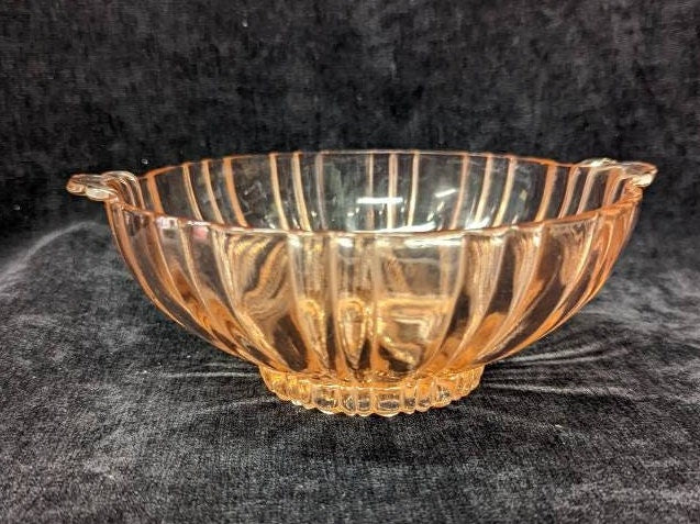 6.5" Pink Depression Glass Anchor Hocking Co - Rare Old Cafe Pattern Pink Depression glass - Pink Depression Glass Bowl With Handles