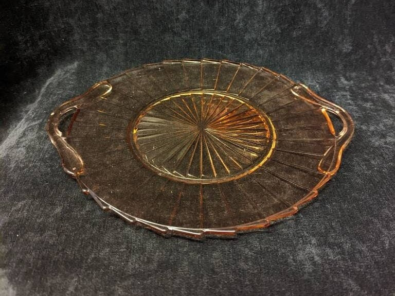10.25" Pink Depression Glass Tray