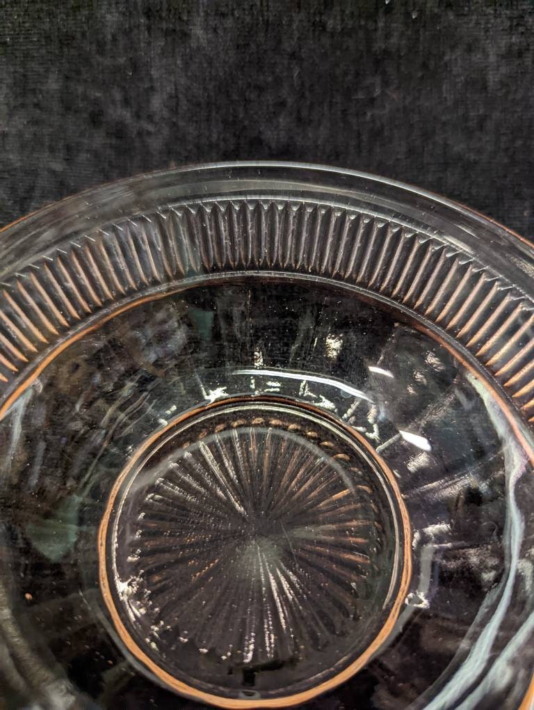 Set of 4, Pink Depression Glass- Panels and Ribs, Anchor Hocking Small Dessert or Fruit Bowls-  4.5" Diameter