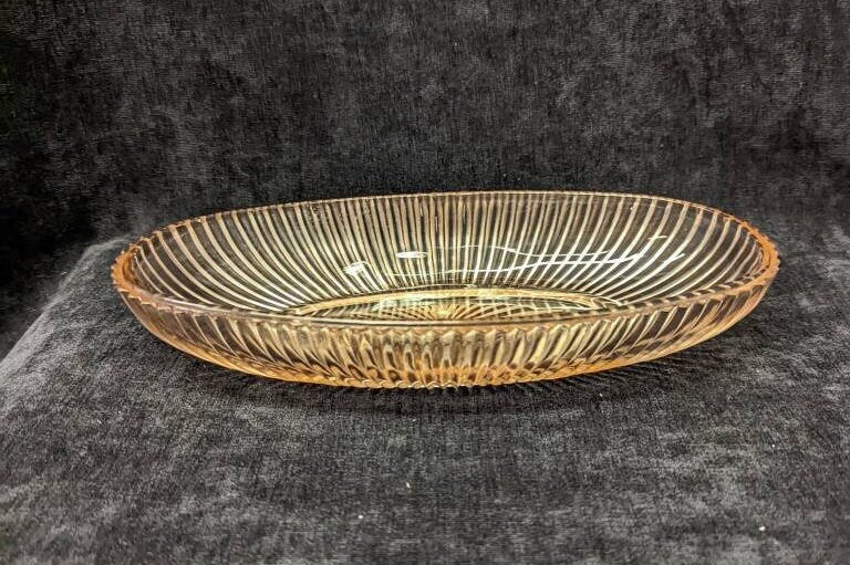 Pink Depression Glass - Sunburst Pattern 10" Long Oval Serving Tray/Celery Tray
