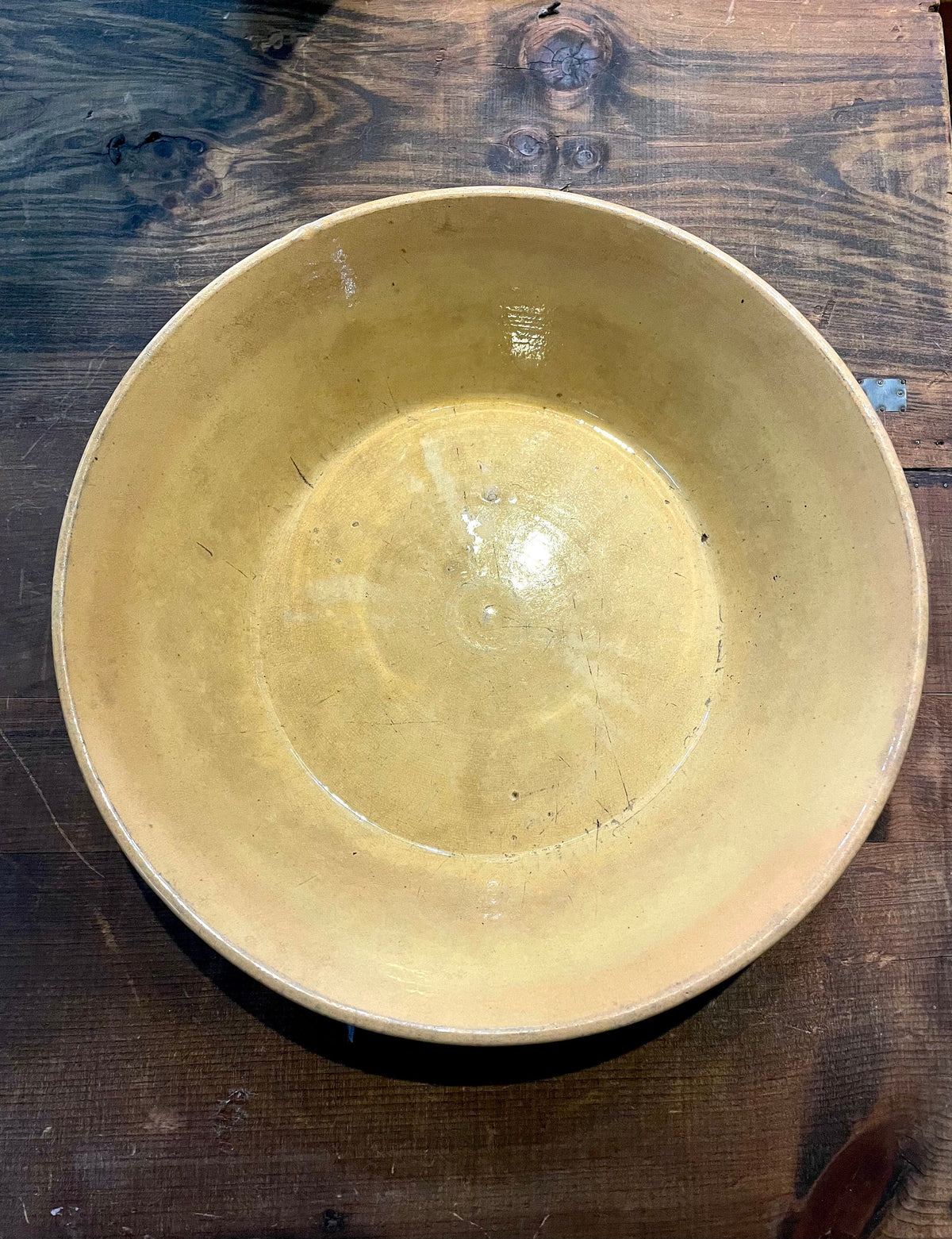 Large Antique Yellowware Bowl  - Early 1800s - Pimitive Pottery - Farmhouse Yellowware