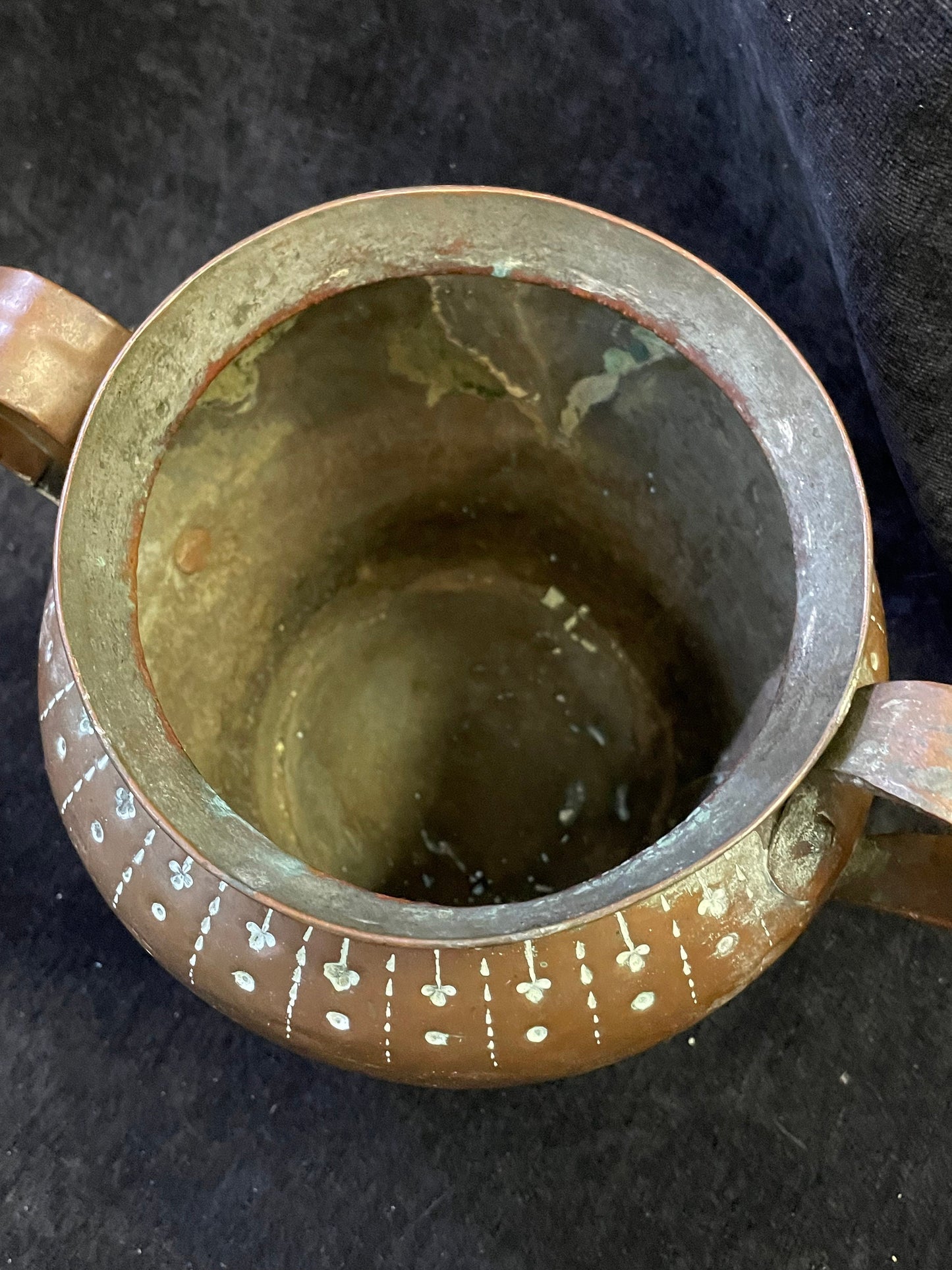 Art Nouveau Hand Hammered and Hand Stenciled Copper Planter/Vase