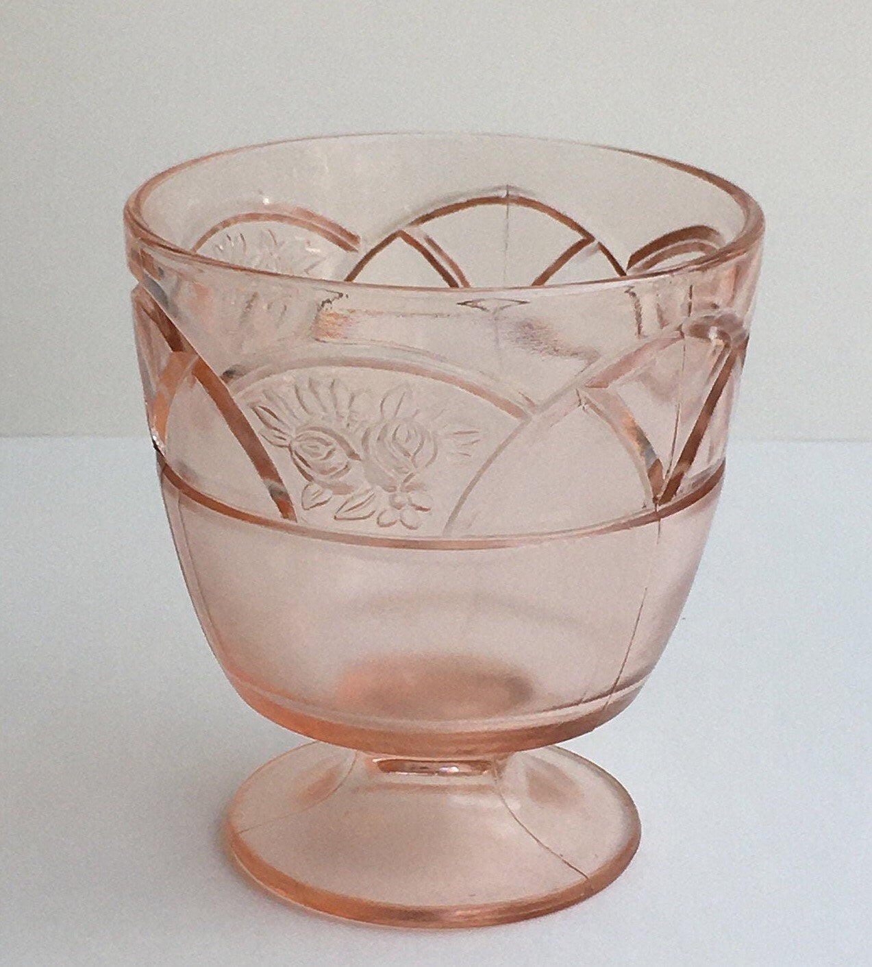 Rare Rosemary Federal Glass Company Pink Depression 1930s Sugar Bowl