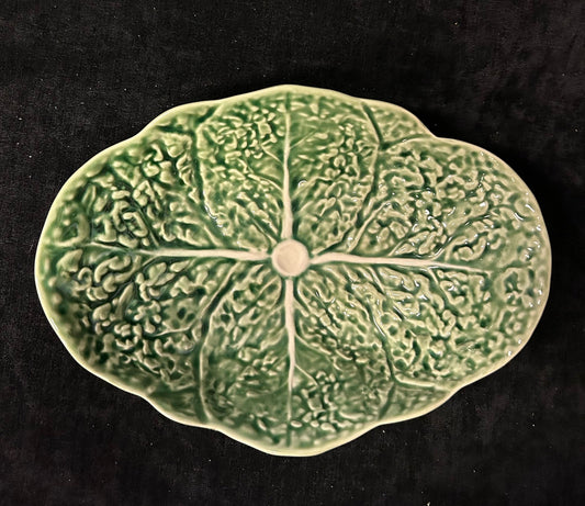 Cabbage Pattern Bordallo Pinheiro Majolica Dish- Vintage Farmhouse decor