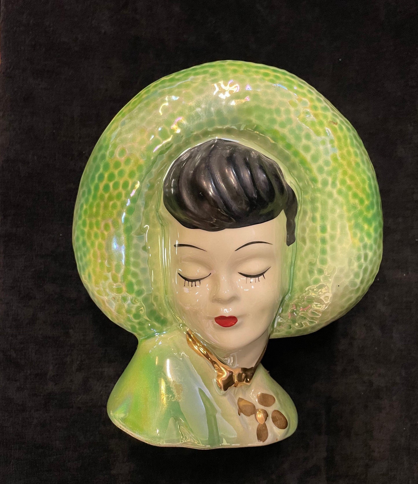 Head Wall Pockets, Ceramic - Women in Hats - Sold Individually