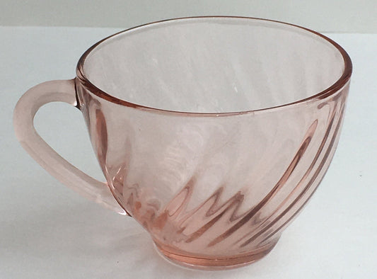 Arcoroc France Rosaline Pink Glass Teacups (2 available, sold individually)