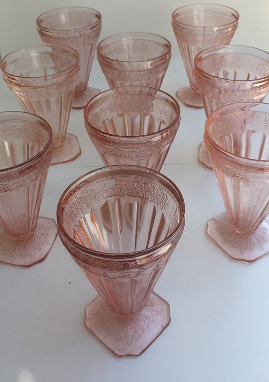 1930s Jeannette Adam Tumblers Pink Depression Glass - 8 Available, sold Individually