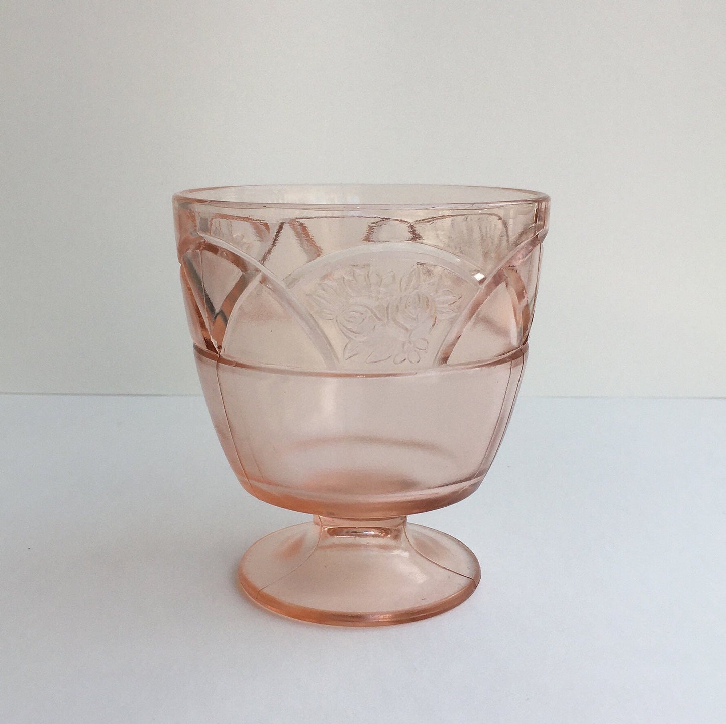 Rare Rosemary Federal Glass Company Pink Depression 1930s Sugar Bowl