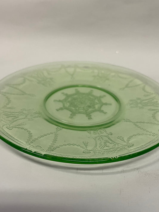 Bread and Butter Plate - Anchor Hocking Green Depression Glass - Cameo Ballerina Pattern Plate - Beautiful condition