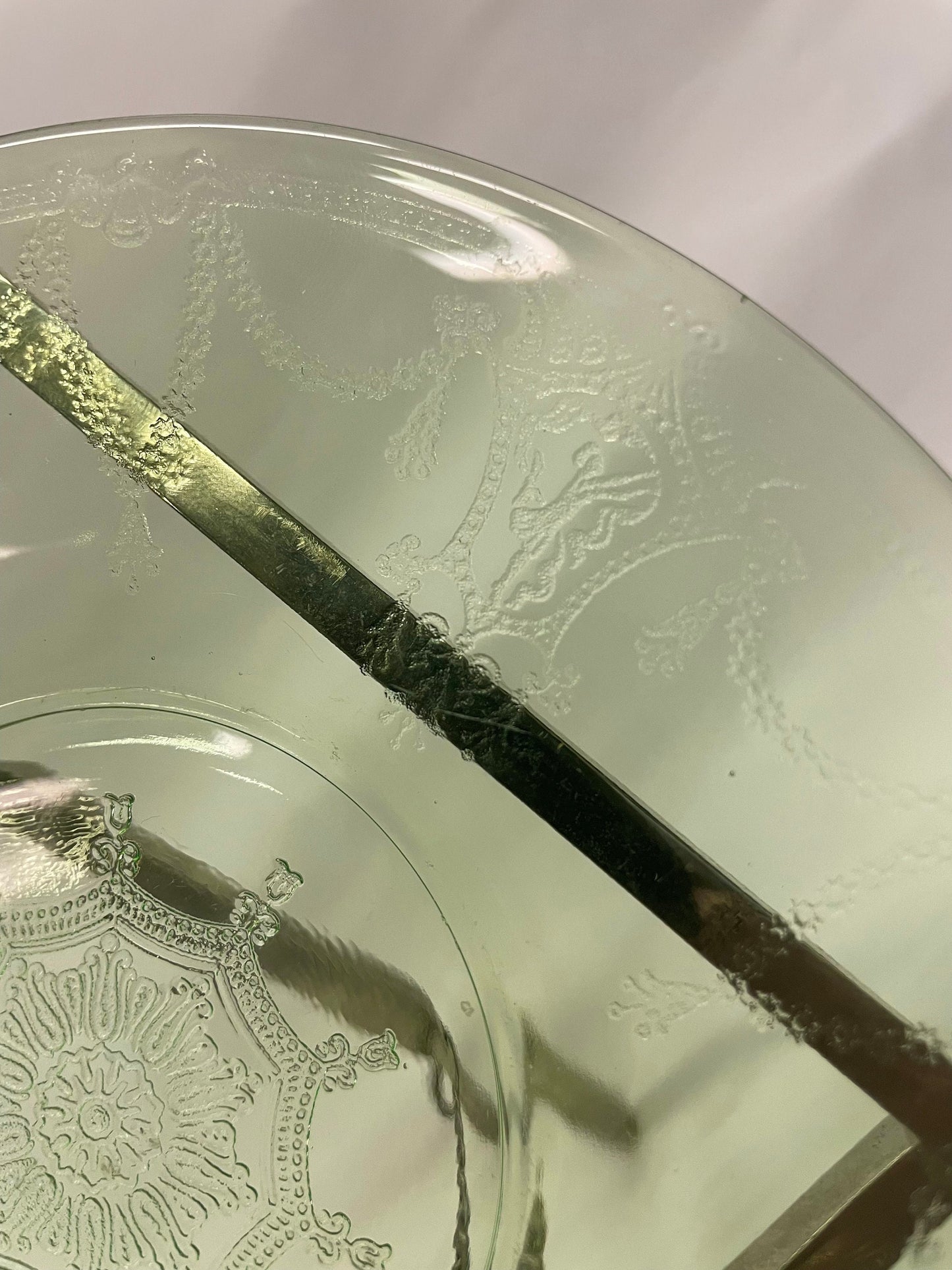 Bread and Butter Plate - Anchor Hocking Green Depression Glass - Cameo Ballerina Pattern Plate - Beautiful condition