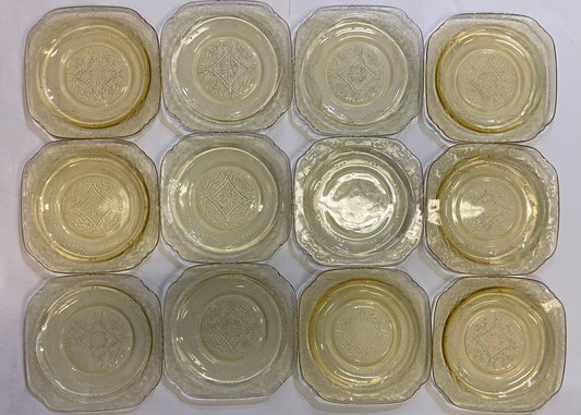 Madrid Amber Federal Glass 6" Bread / Dessert Plates, 12 Sold Separately - 1930s originals