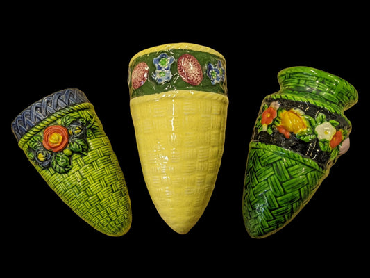 Wall Pockets Ceramic - Small Fruit Basket Style - Sold Individually