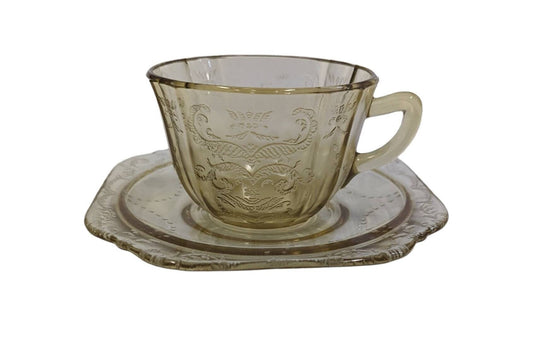 Madrid Federal Glass- 12 Coffee/Tea Cup and Saucers Sets - Plus, 12 Single Saucers - All Sold Individuallys