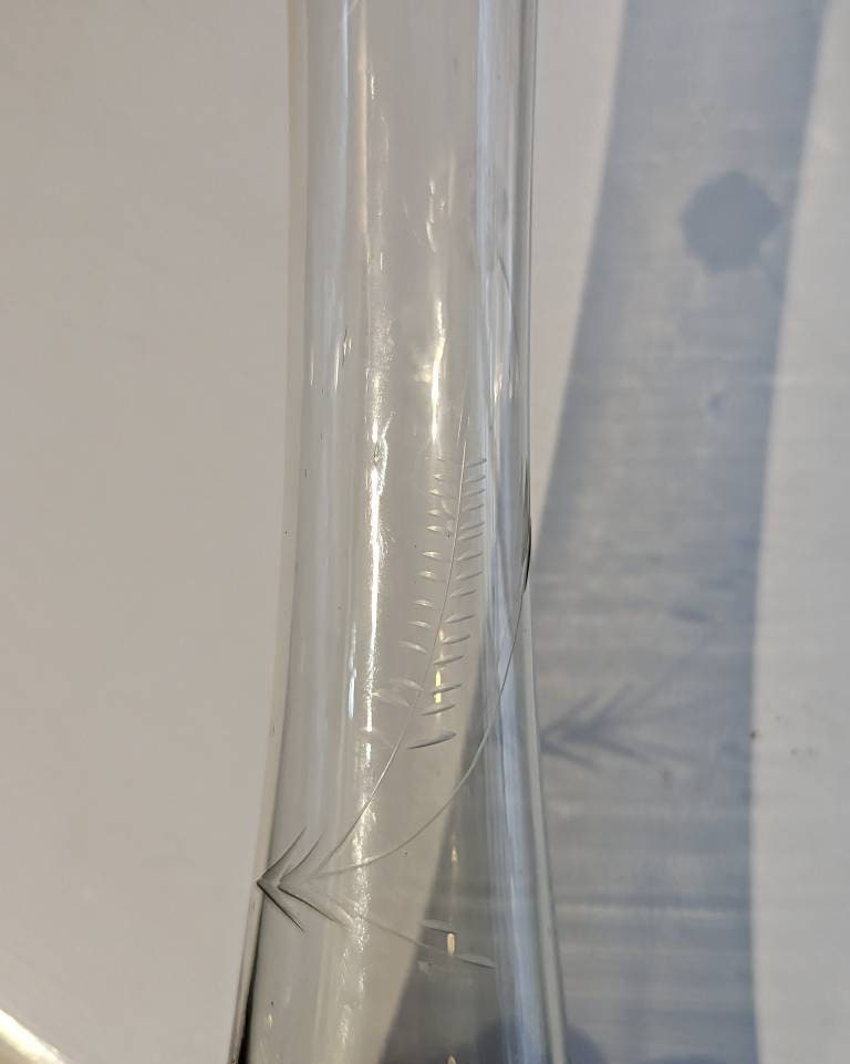 9.75" Tall Engraved Glass Vase - Contemporary Swedish Design