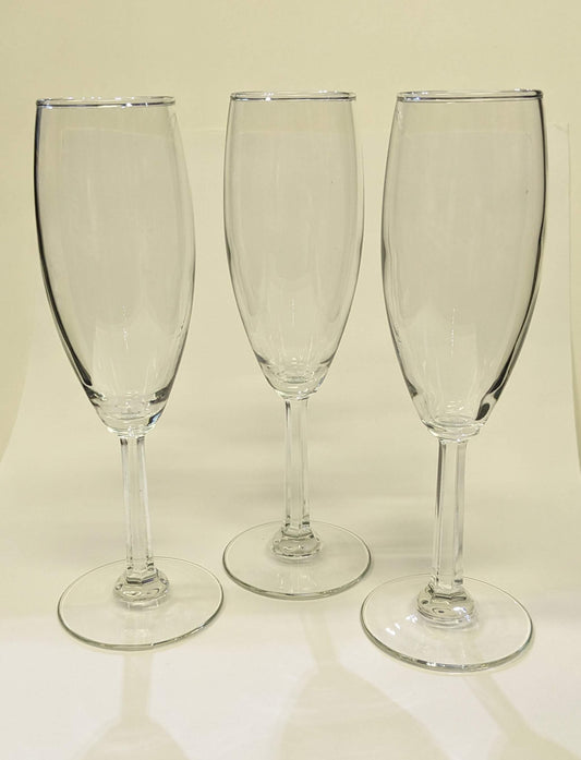 Fancy Champagne Flutes/glasses- (Faceted Stems with Six Sides) 3 SOLD INDIVIDUALLY - Wedding Flutes