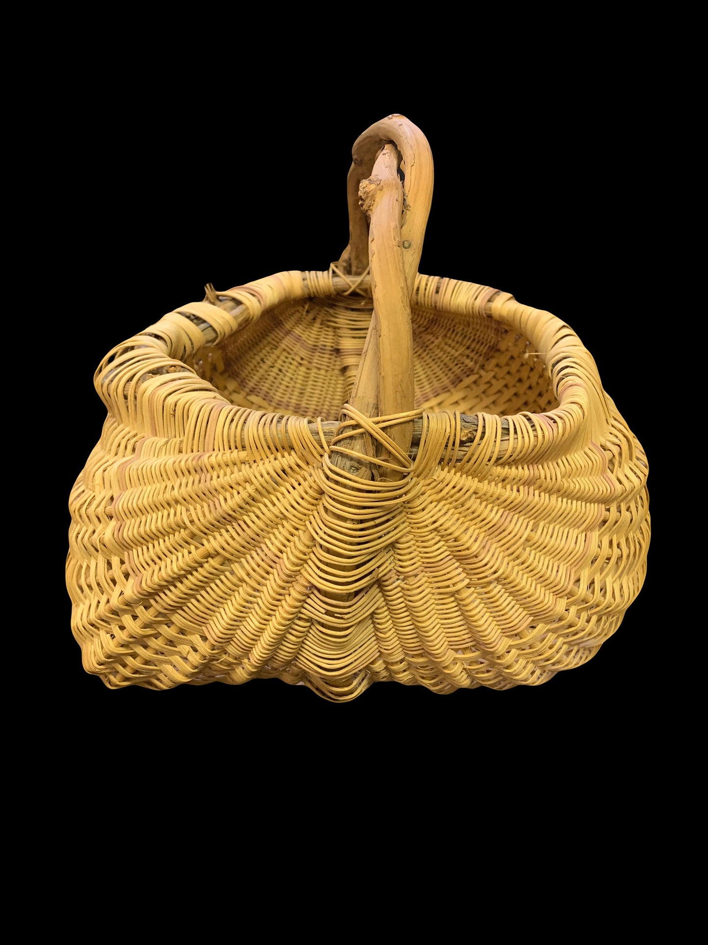 Handwoven  Natural Grapevine and Reed Egg Collecting  Basket