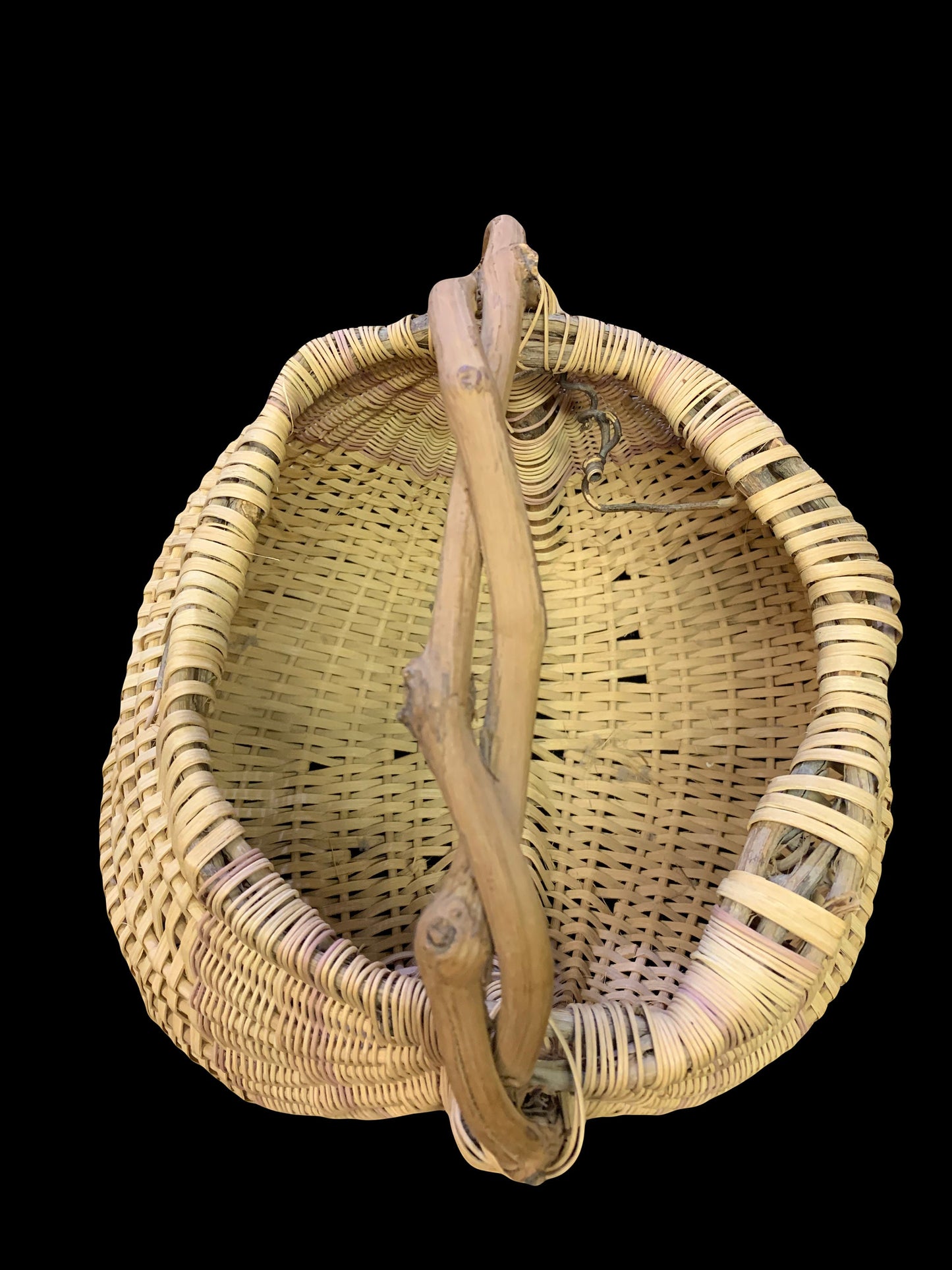 Handwoven  Natural Grapevine and Reed Egg Collecting  Basket