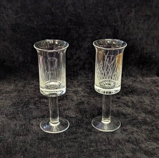 Liqueur Cocktail Engraved Flutes (set of 2) Swedish Style Thick Stems