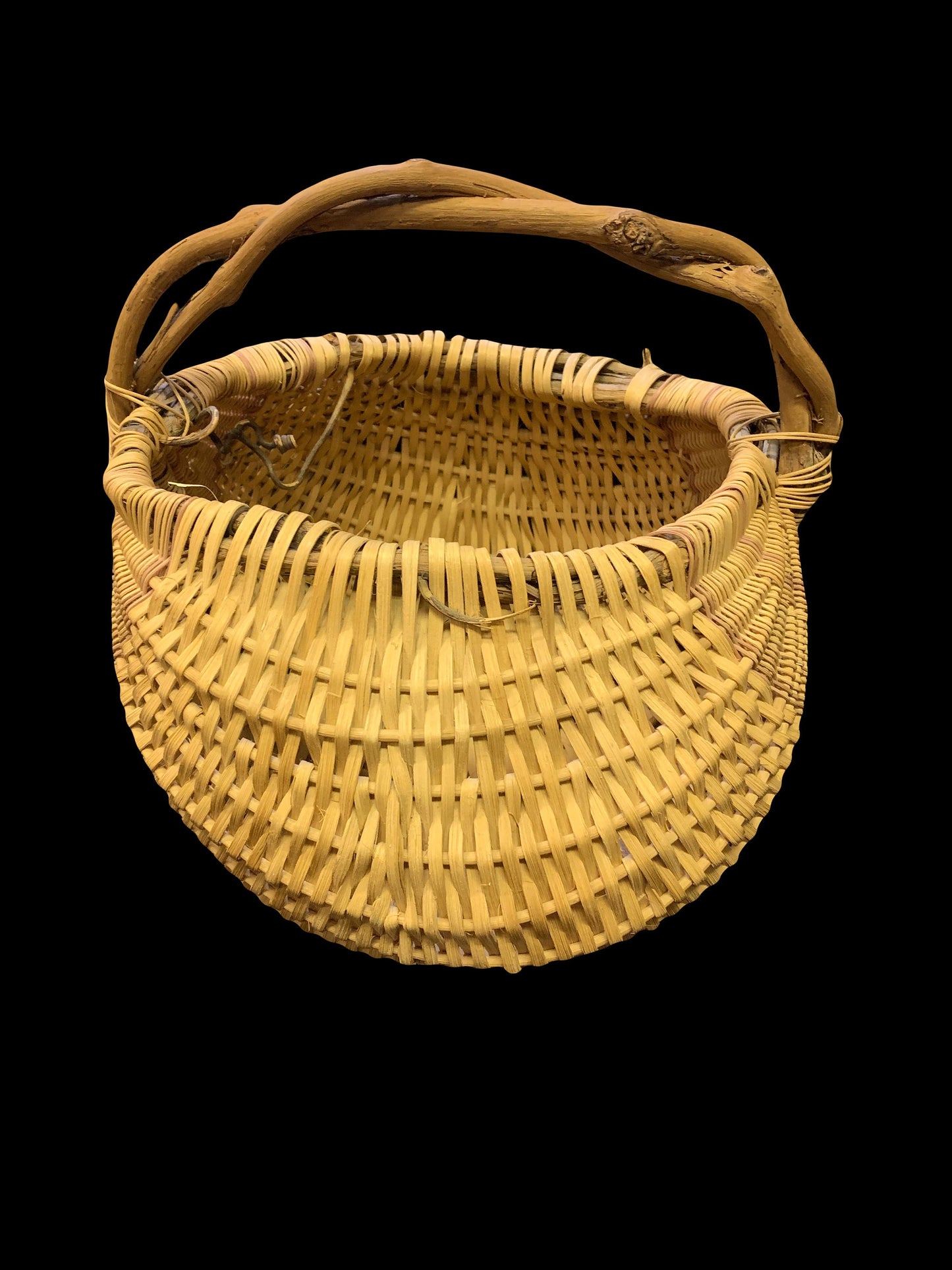 Handwoven  Natural Grapevine and Reed Egg Collecting  Basket