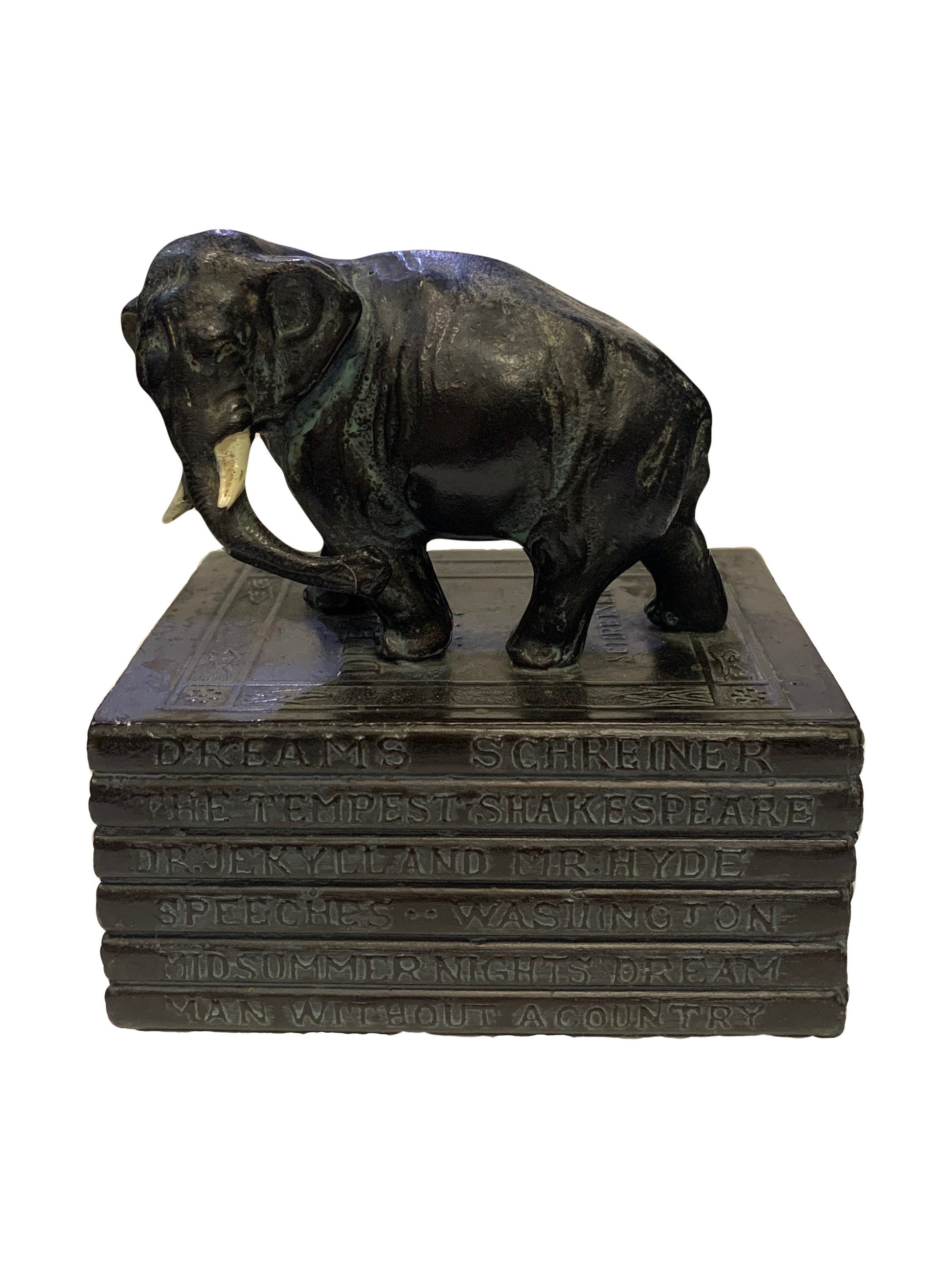 Bronze Elephant Small Book Bookends For Small Classic Books RARE FIND - Small Books 1900 - 1915 Ronson Company