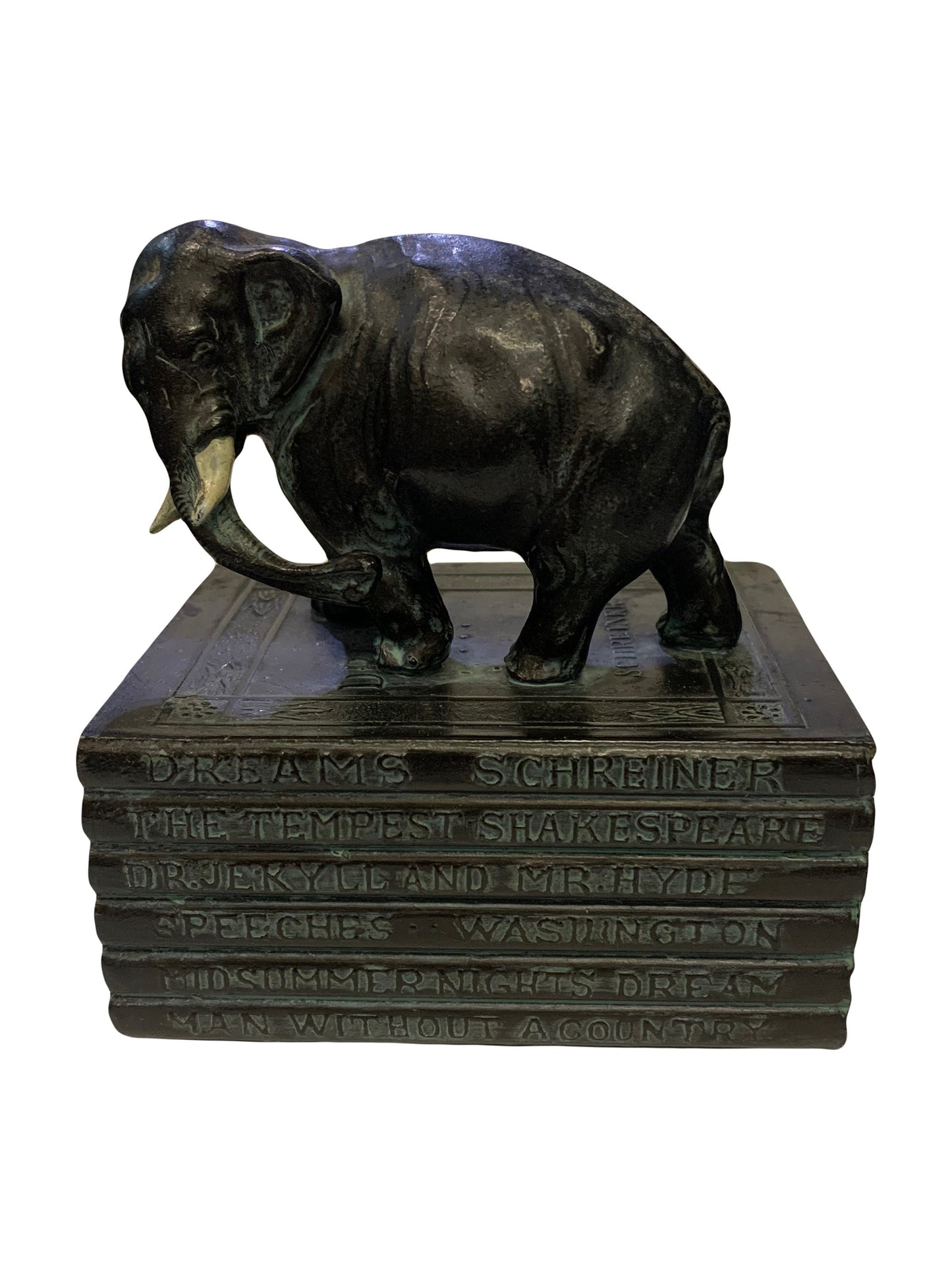 Bronze Elephant Small Book Bookends For Small Classic Books RARE FIND - Small Books 1900 - 1915 Ronson Company