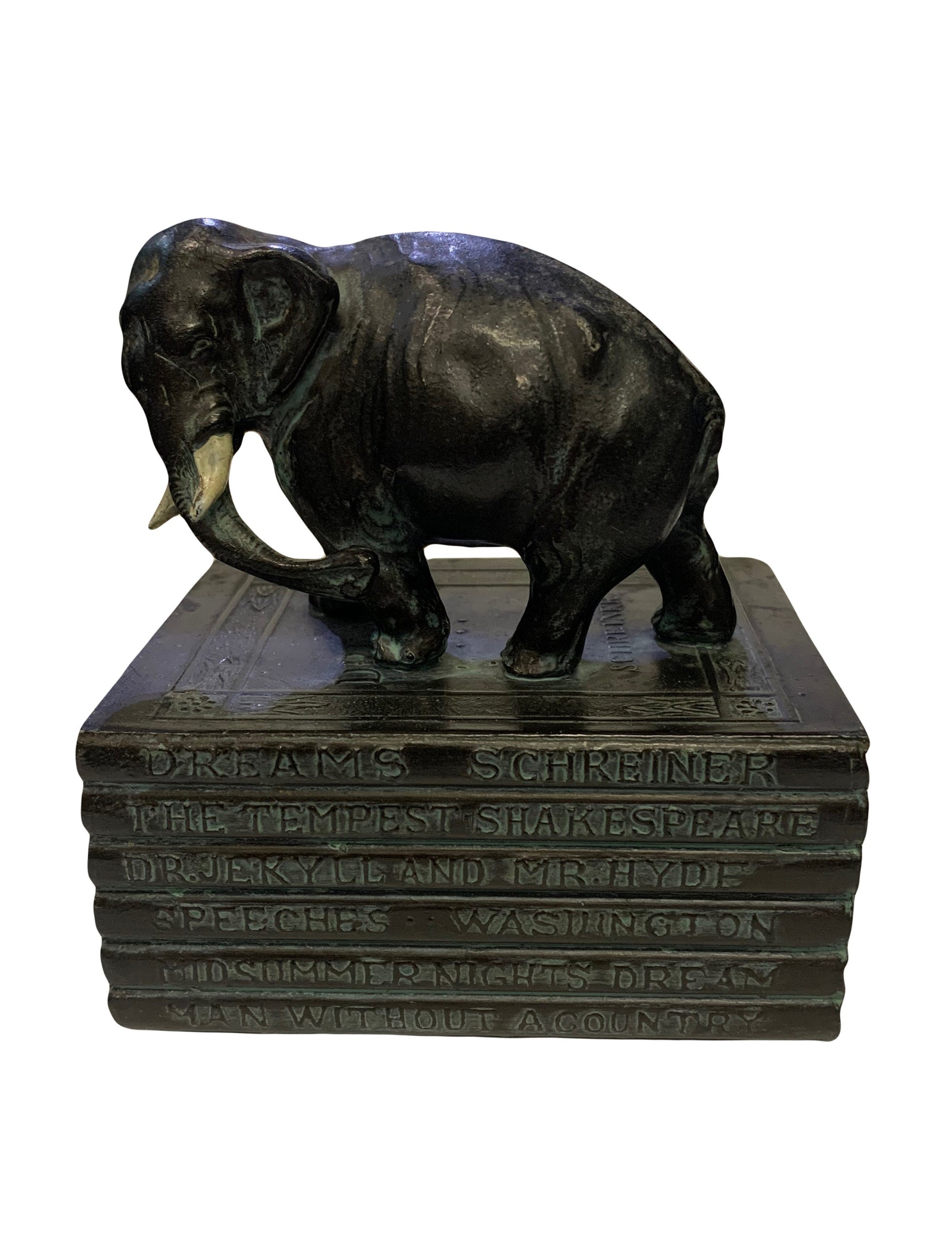 Bronze Elephant Small Book Bookends For Small Classic Books RARE FIND - Small Books 1900 - 1915 Ronson Company