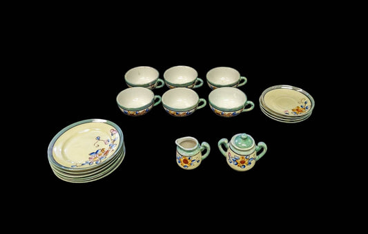 Child's Tea Set, Hand-Painted Japanese LusterWare - 1930s Eggshell Porcelain with Luster Finish - 18 Enchanting Pieces in Set - sold as set.