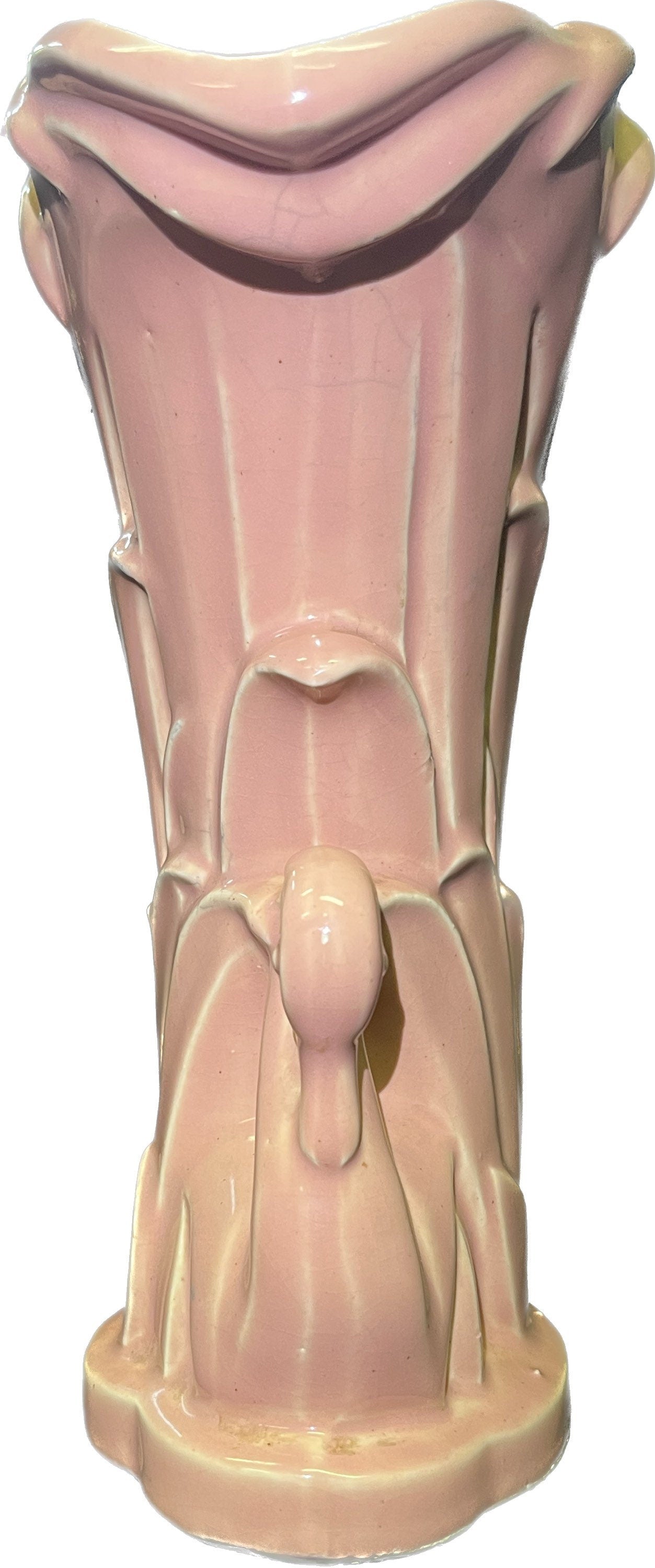 McCoy Peachy-Pink Swan in Reeds - McCoy Pottery Vase - Beautiful Color Glaze - Florida Perfect