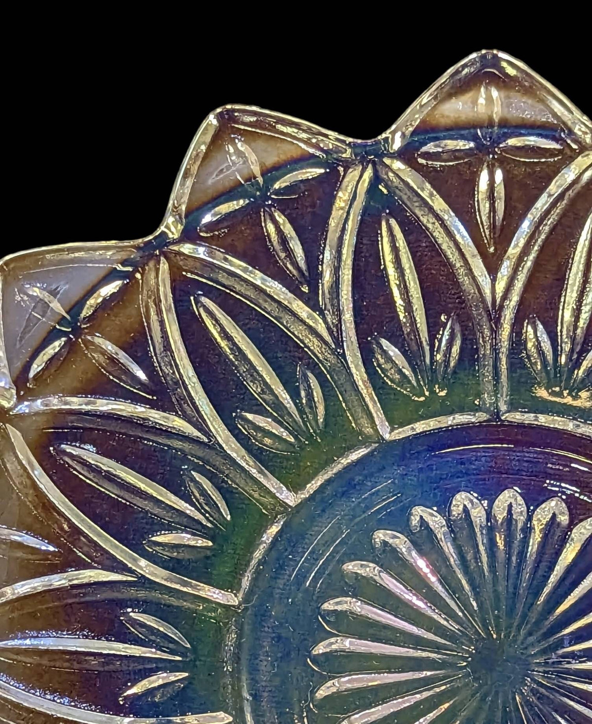 Federal Clear RARE Iridescent Carnival Glass Flower 9.25" Plate