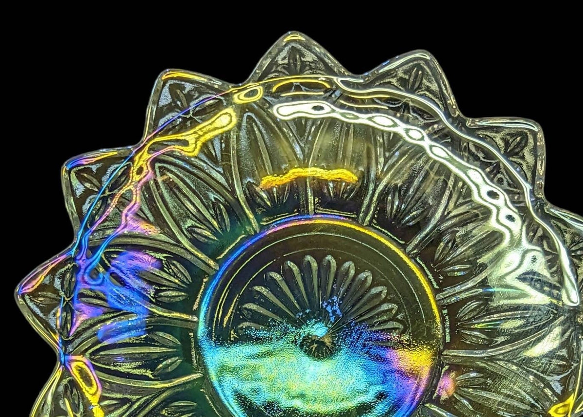 Federal Clear RARE Iridescent Carnival Glass Flower 9.25" Plate