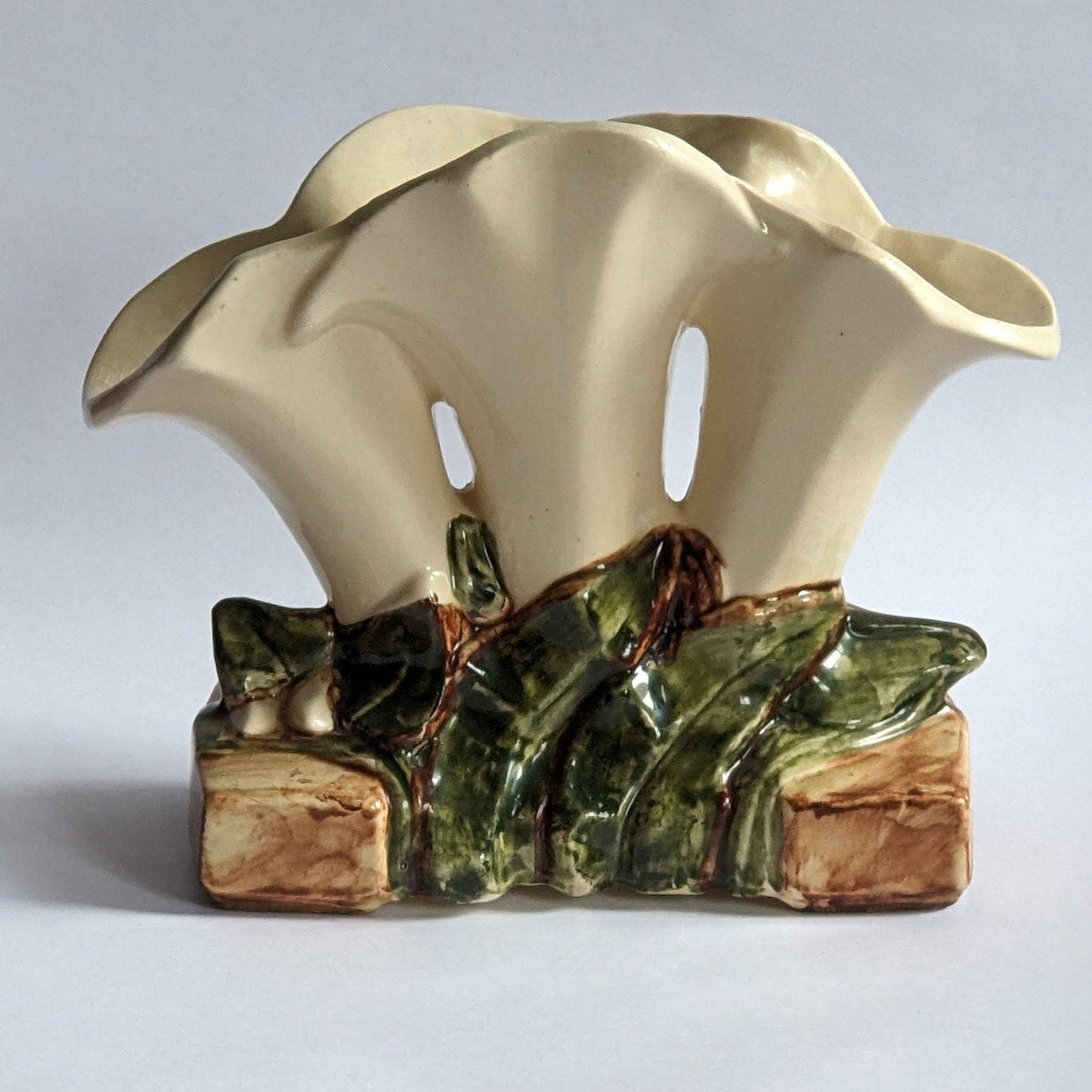 McCoy Pottery Lovely Hand Painted Three Calla Lilly Vase - Early Mid Century Pottery