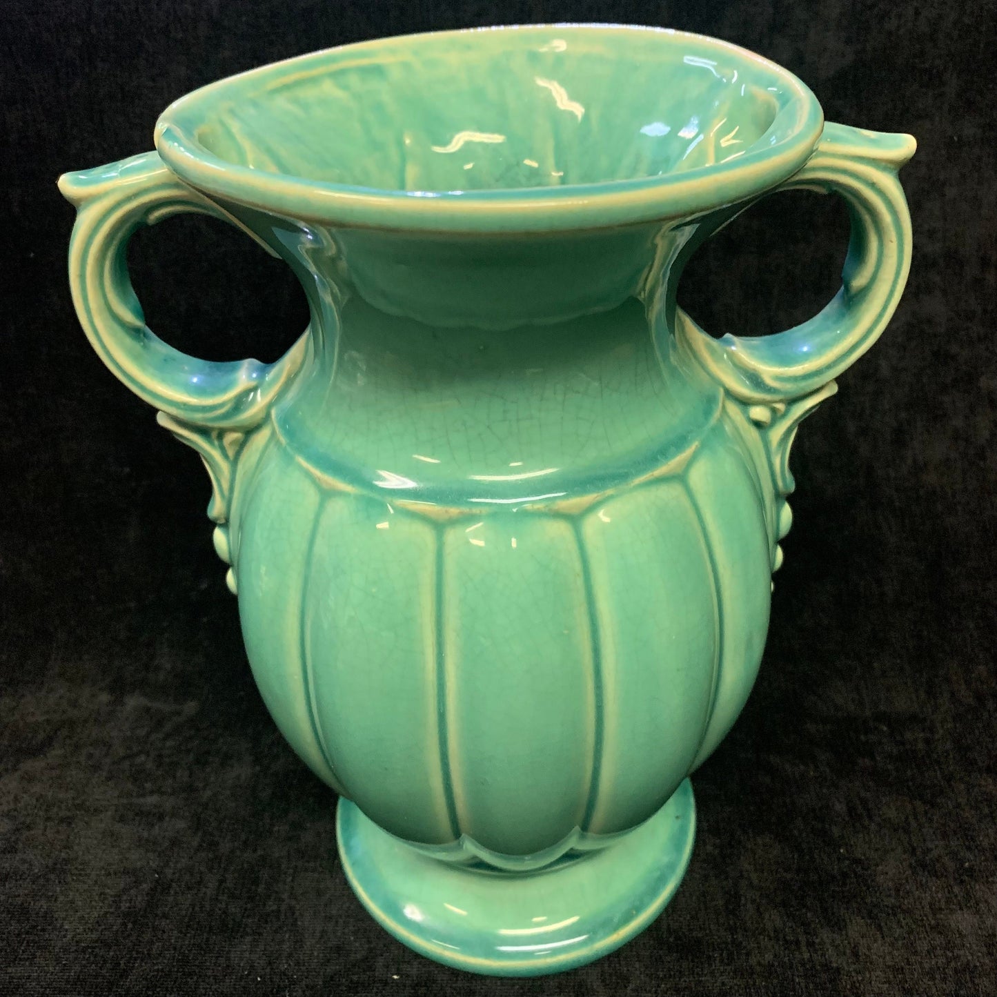 McCoy Turquoise Urn Shaped Vase - McCoy High Gloss Turquoise Urn