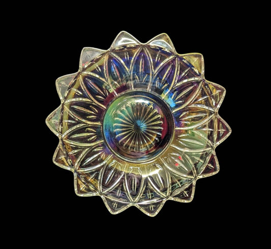 Federal Clear RARE Iridescent Carnival Glass Flower 9.25" Plate
