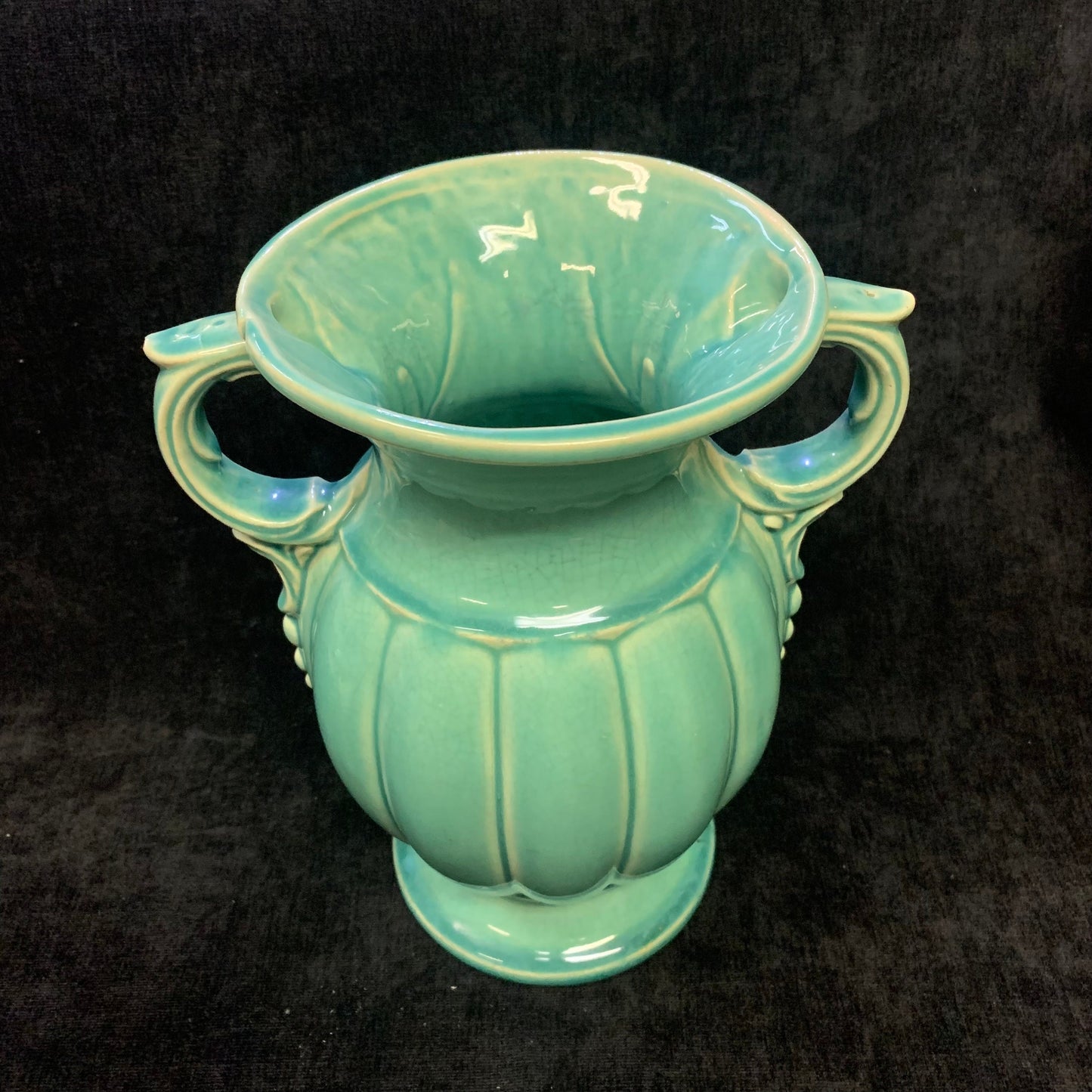McCoy Turquoise Urn Shaped Vase - McCoy High Gloss Turquoise Urn