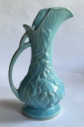 McCoy Pitcher With Grapes - McCoy Pottery - Vintage Ewer Pottery Vase