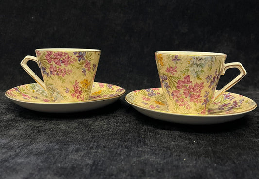 Lord Nelson Ware "Heather" - Chintz Cup And Saucer - Vintage - Chintz Tea Cup Set Mid Century Chintz