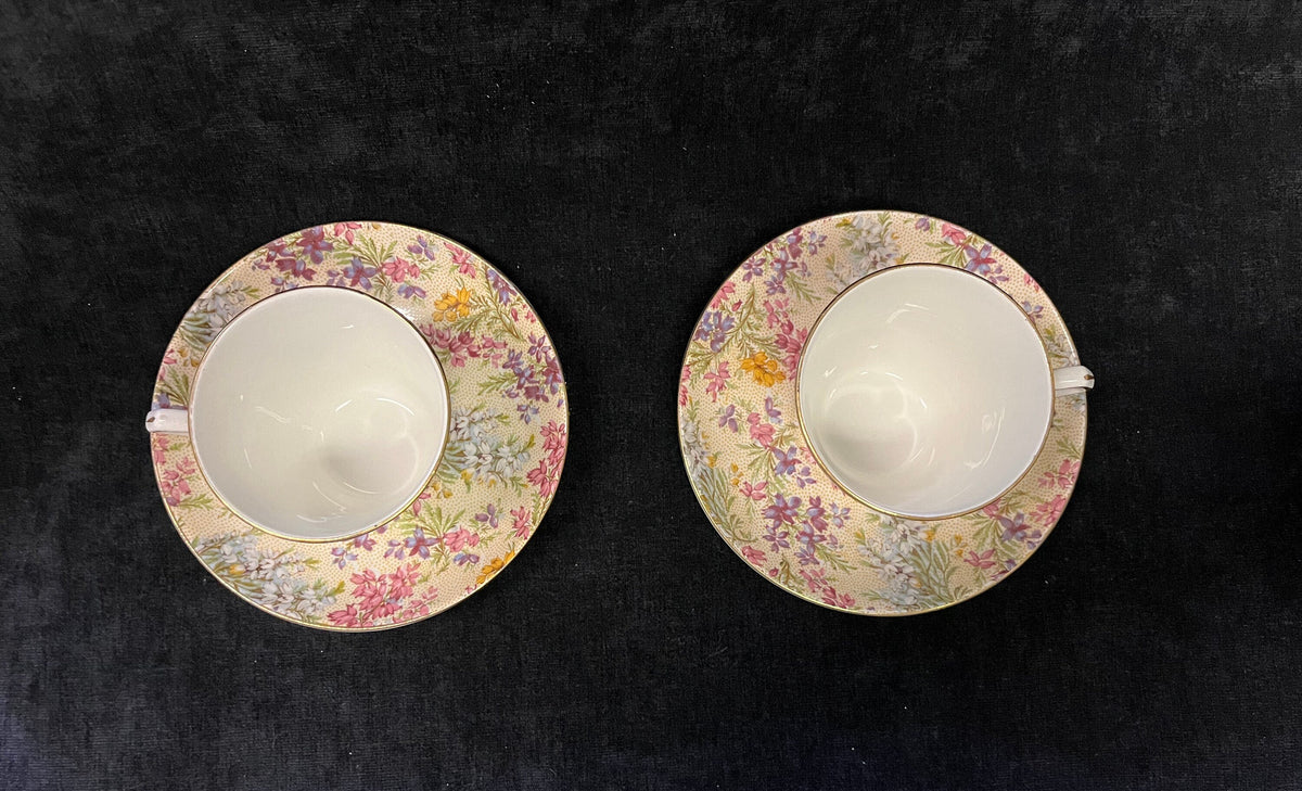 Lord Nelson Ware "Heather" - Chintz Cup And Saucer - Vintage - Chintz Tea Cup Set Mid Century Chintz