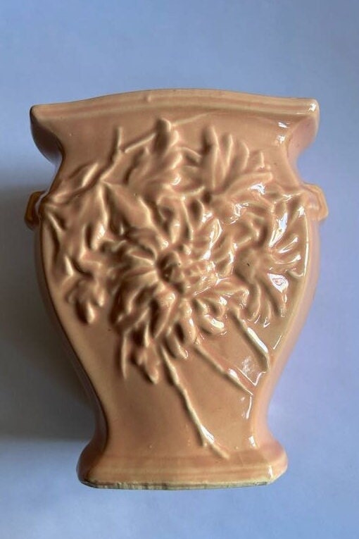 McCoy Powder Pink Chrysanthemum Vase - Vintage McCoy Vase