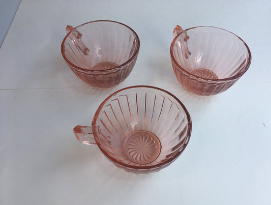 1930s Jeannette Pink Depression Glass Sierra Pinwheel Teacups - 3 Available - Sold Separately