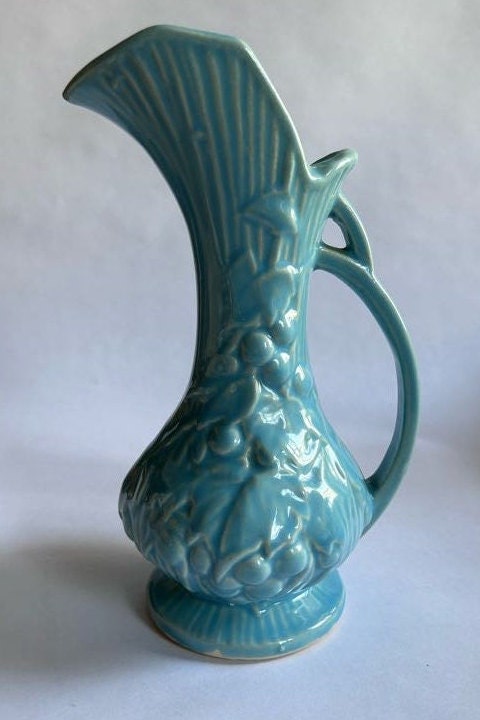 McCoy Pitcher With Grapes - McCoy Pottery - Vintage Ewer Pottery Vase