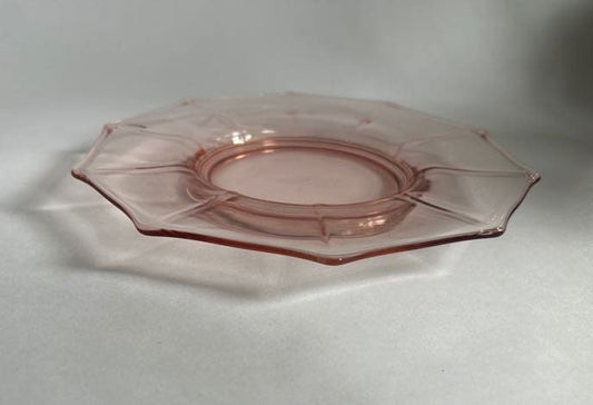 Cambridge Pink Decagon 8" Depression Glass Plates -  4 Sold Individually - Pink Cambridge Glass Plates - Elegant Decagon Pink Plates