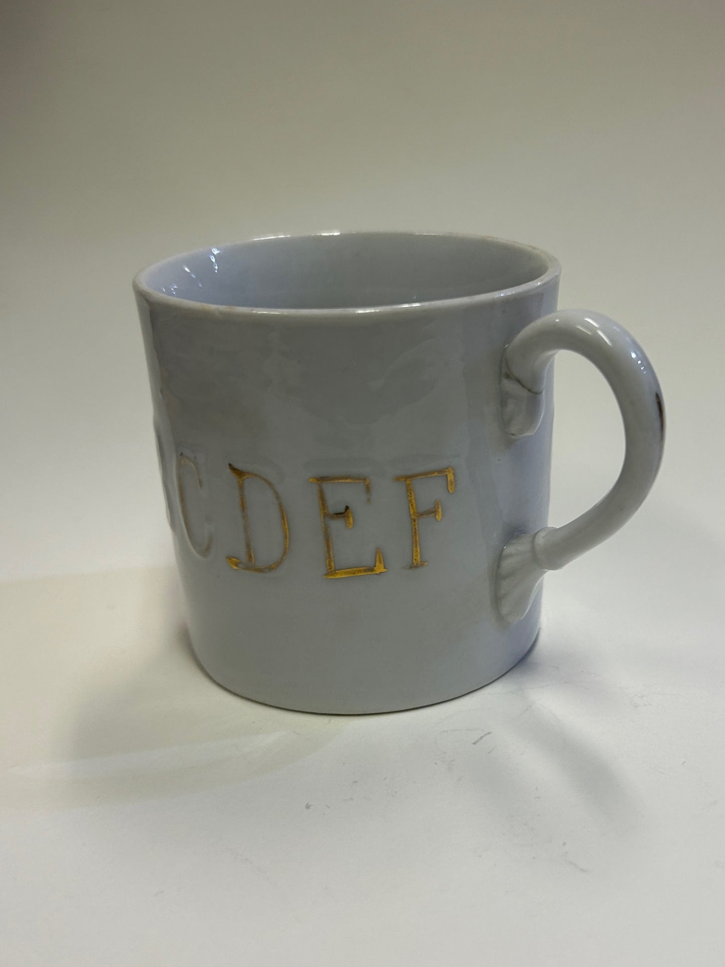 Alphabet Cup With Gold Painted Alphabet Letters - Children's mug - Antique