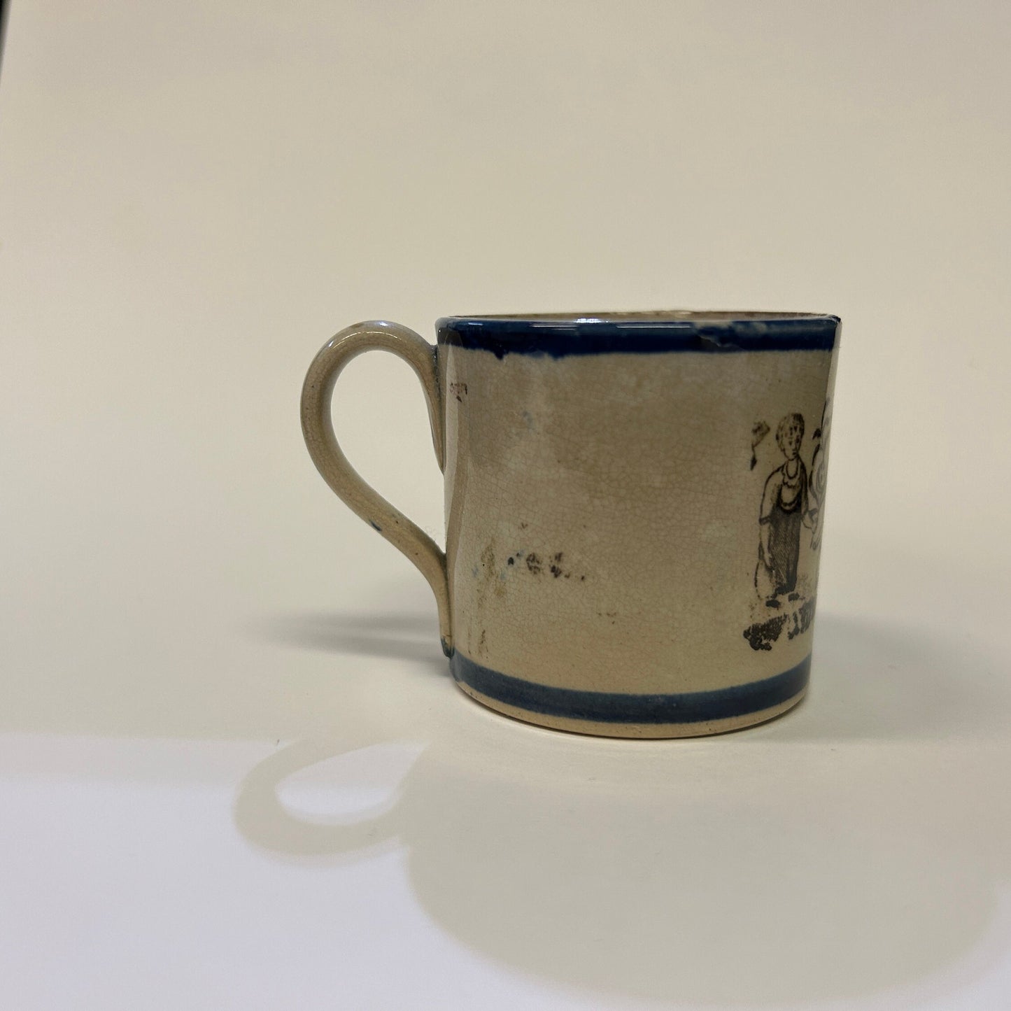 A Present For My Niece - Mini China Mug - Antique Children's Gift - Transfer ware from 1870s -Depicts 2 Adults and a Child