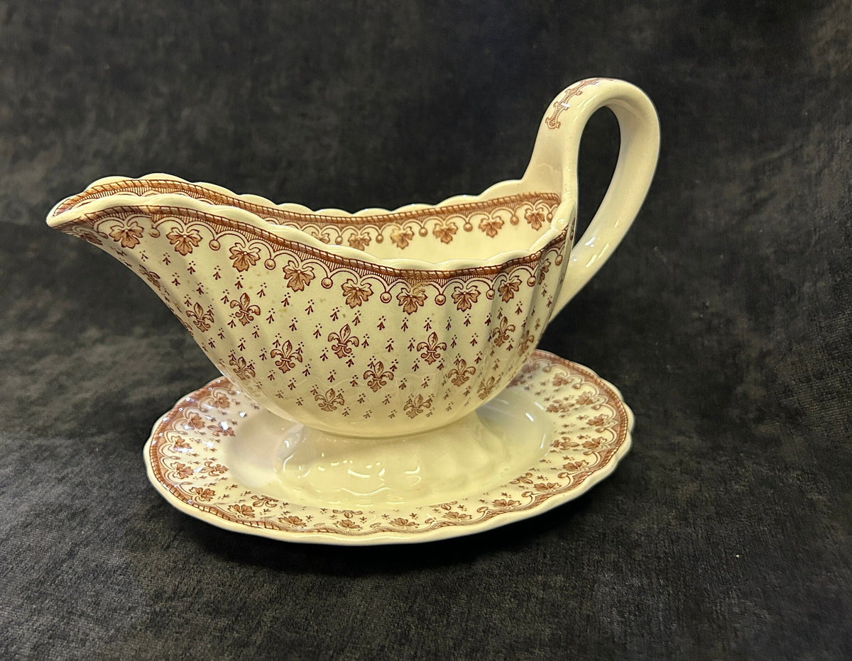 Copeland Spode - Gravy Boat - Fleur De Lis Pattern - Vintage Gravy Boat