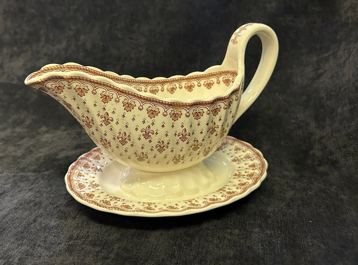 Copeland Spode - Gravy Boat - Fleur De Lis Pattern - Vintage Gravy Boat