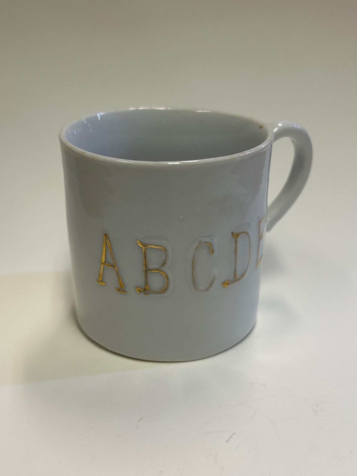 Alphabet Cup With Gold Painted Alphabet Letters - Children's mug - Antique