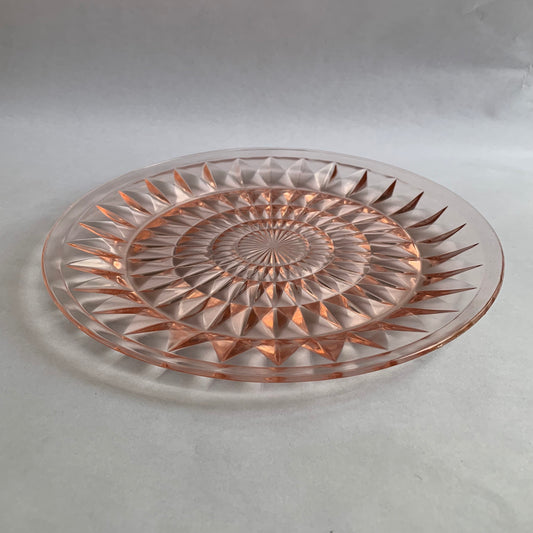 Jeannette Glass Co - Pink Windsor Diamond - Pink Depression Glass - 9" Dinner Plate