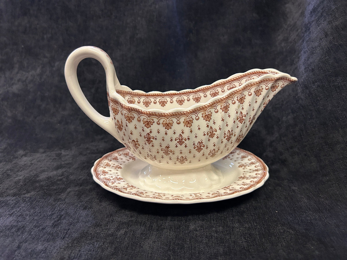 Copeland Spode - Gravy Boat - Fleur De Lis Pattern - Vintage Gravy Boat