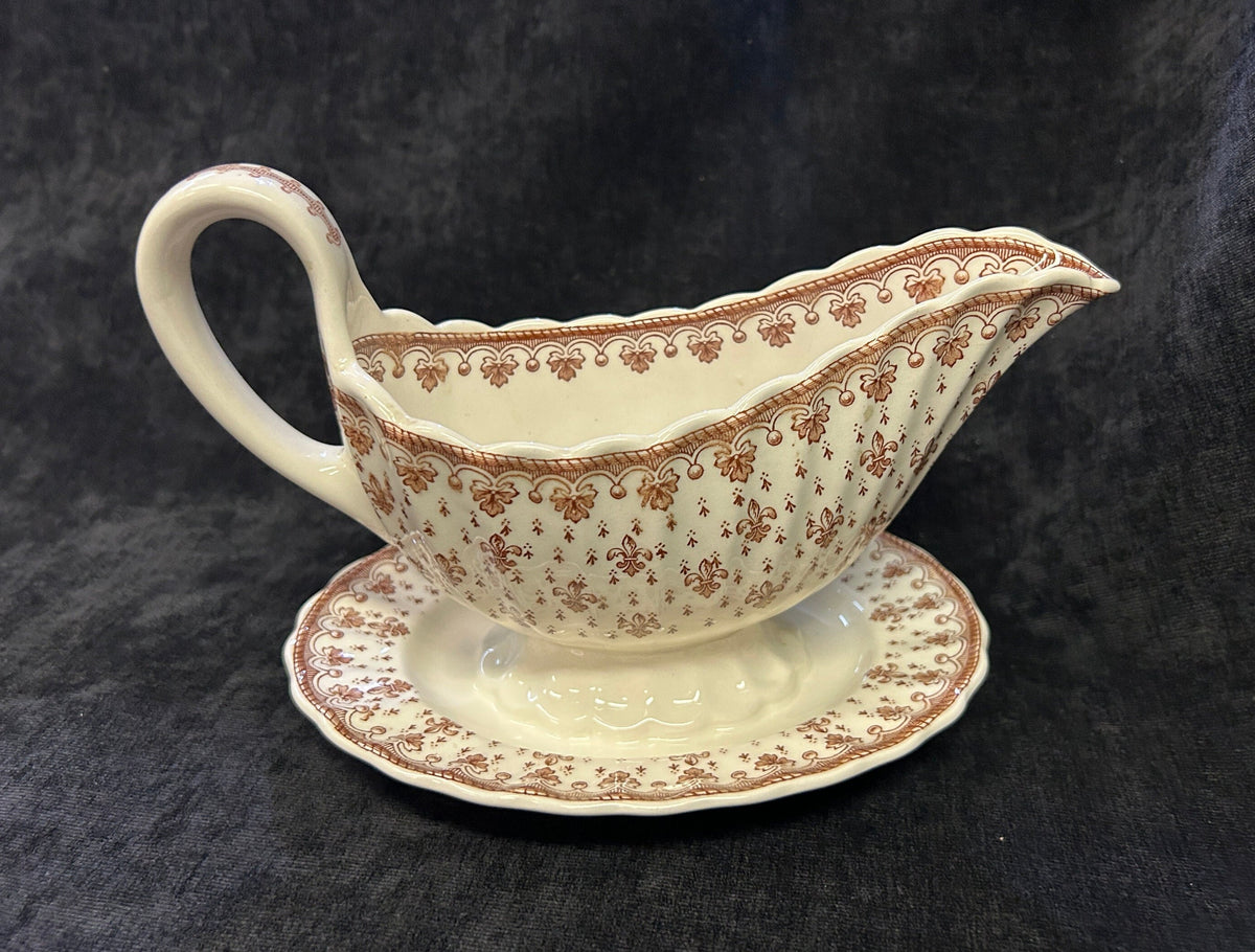 Copeland Spode - Gravy Boat - Fleur De Lis Pattern - Vintage Gravy Boat